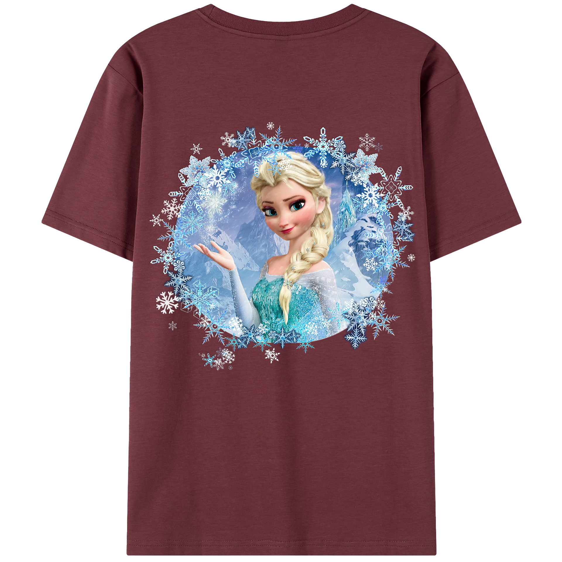 （画像用） アナと雪の女王 アンナ エルサ Frozen Anna Elsa 綿100％半袖Tシャツ（背面プリント）